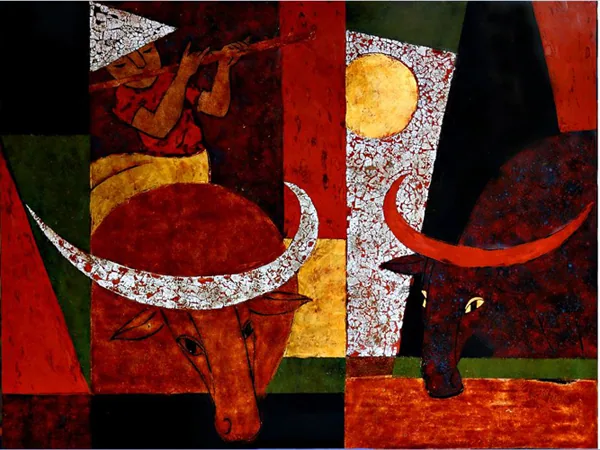 Little boy with buffalo – Pham Chinh Trung